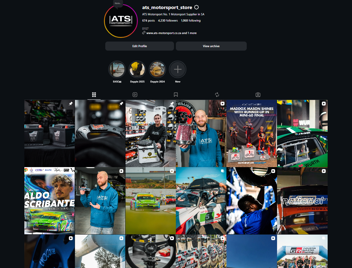 ATS Motorsport Supplies Instagram profile