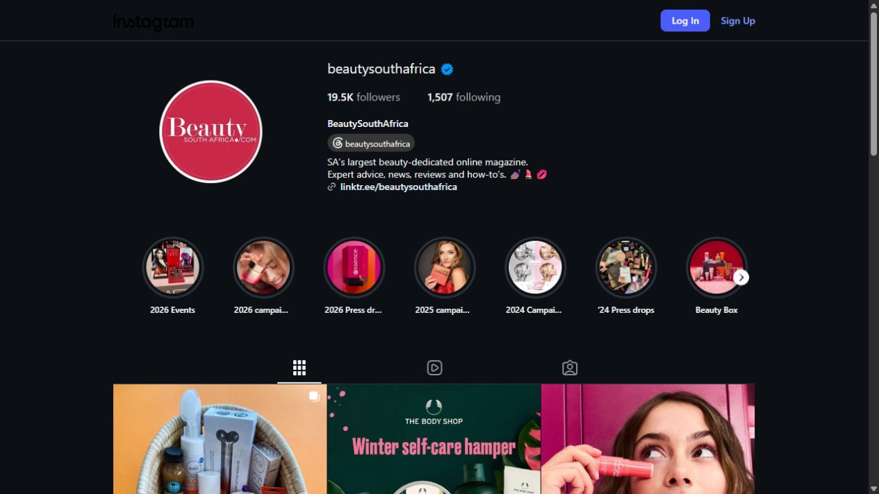 BeautySouthAfrica Instagram profile