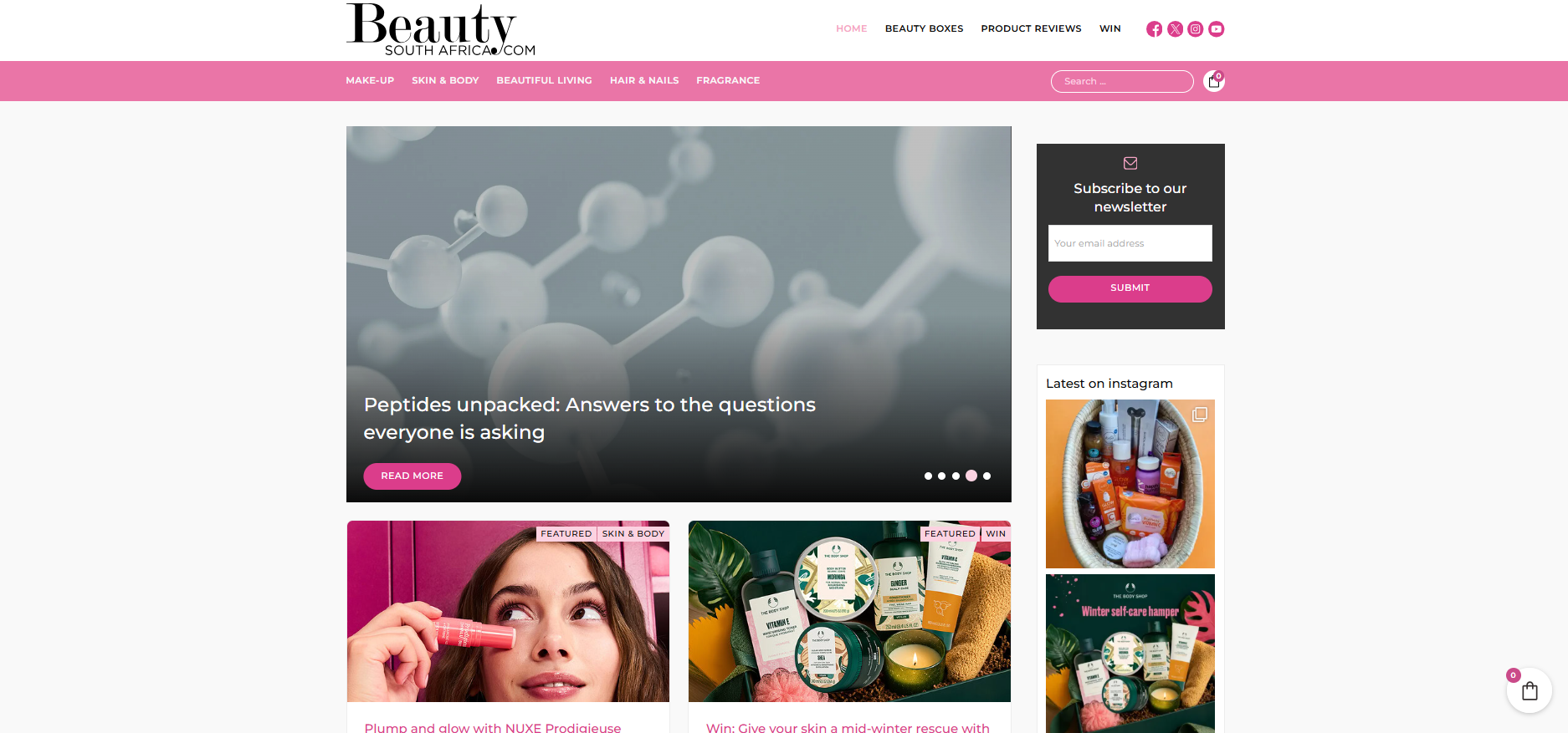 BeautySouthAfrica editorial website homepage