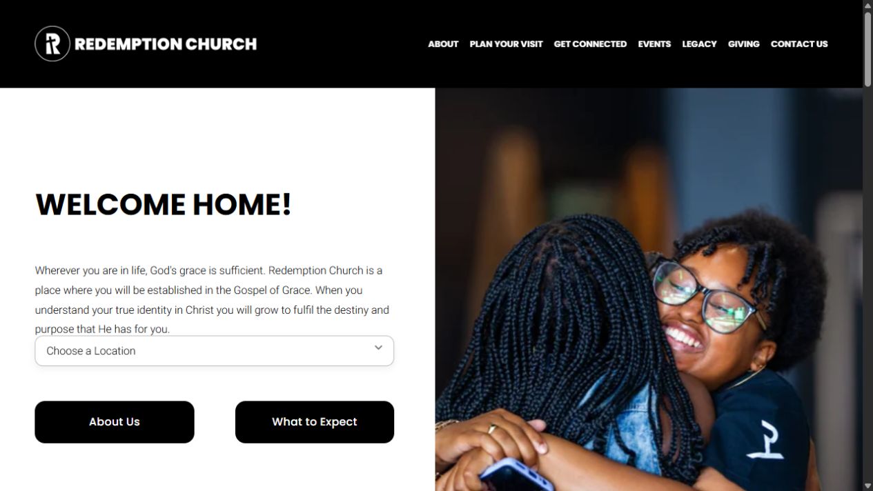 Redemption Church website homepage
