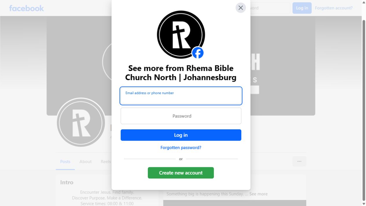 Rhema Bible Church Facebook page